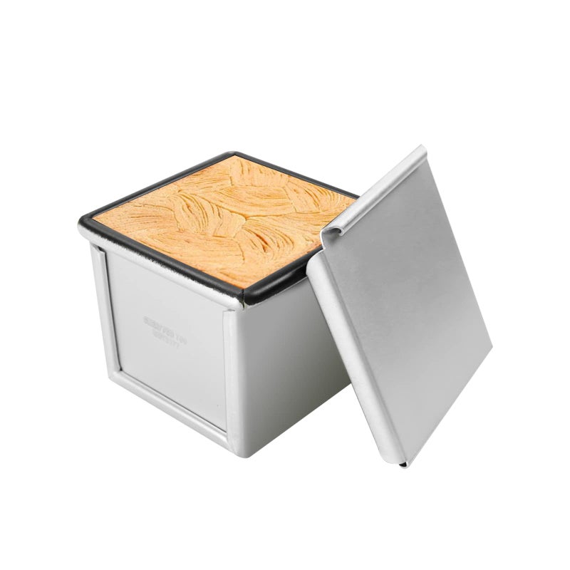 FICJEAD Pullman Loaf Pan with Lid Non-stick Square Smooth Toast Box Aluminized Steel Bread Pan with Lid 2.75x2.75x2.75in(7CM) - Image 1